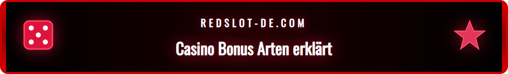 Übersicht verschiedener Casino Bonus Typen wie Freispiele und Einzahlungsboni.