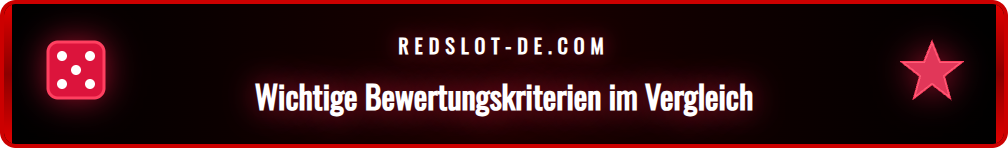 Infografik, die die wichtigsten Bewertungskriterien für Online-Casinos zeigt.